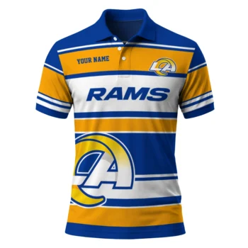 Los Angeles Rams Polo Shirt Customized Horizontal Blocks Blue Best Selling