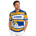 Los Angeles Rams Polo Shirt Customized Horizontal Blocks Blue Best Selling