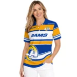 Los Angeles Rams Polo Shirt Customized Horizontal Blocks Blue Best Selling