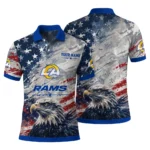 Los Angeles Rams Polo Shirt Customized Star Brushstrokes Blue Best Selling