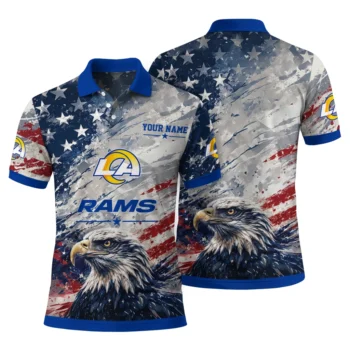 Los Angeles Rams Polo Shirt Customized Star Brushstrokes Blue Fashion Forward