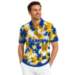 Los Angeles Rams Polo Shirt Personalized Pixel Camo Blue Best Selling