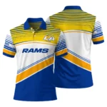 Los Angeles Rams Polo Shirt Personalized Slanted Stripes Blue White Best Selling