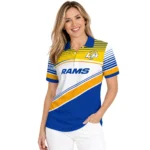 Los Angeles Rams Polo Shirt Personalized Slanted Stripes Blue White Best Selling