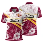 Louisiana Monroe Warhawks Polo Shirt Custom Floral Angles Red White Best Selling