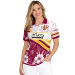 Louisiana Monroe Warhawks Polo Shirt Custom Floral Angles Red White Best Selling