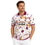 Louisiana Monroe Warhawks Polo Shirt Custom Floral Pinstripe Red White Best Selling