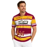 Louisiana Monroe Warhawks Polo Shirt Custom Horizontal Blocks Red Best Selling