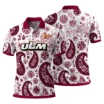 Louisiana Monroe Warhawks Polo Shirt Custom Paisley Florals Red White Best Selling