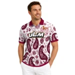 Louisiana Monroe Warhawks Polo Shirt Custom Paisley Florals Red White Best Selling
