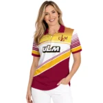 Louisiana Monroe Warhawks Polo Shirt Custom Slanted Stripes Red White Best Selling