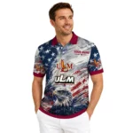 Louisiana Monroe Warhawks Polo Shirt Custom Star Brushstrokes Red Blue Best Selling