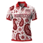 Louisiana Ragin Cajuns Polo Shirt Custom Paisley Florals Red White Best Selling