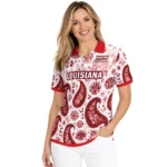 Louisiana Ragin Cajuns Polo Shirt Custom Paisley Florals Red White Best Selling