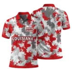 Louisiana Ragin Cajuns Polo Shirt Custom Pixel Camo Red Best Selling