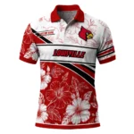 Louisville Cardinals Polo Shirt Customized Floral Angles Red White Best Selling