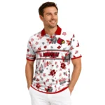 Louisville Cardinals Polo Shirt Customized Floral Pinstripe Red White Best Selling