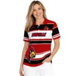 Louisville Cardinals Polo Shirt Customized Horizontal Blocks Red Best Selling