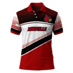 Louisville Cardinals Polo Shirt Customized Slanted Stripes Red White Best Selling