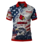 Louisville Cardinals Polo Shirt Customized Star Brushstrokes Red Blue Best Selling