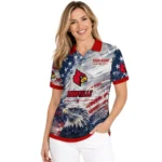 Louisville Cardinals Polo Shirt Customized Star Brushstrokes Red Blue Best Selling