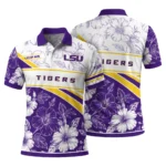 Lsu Tigers Polo Shirt Personalized Floral Angles Purple White Best Selling