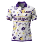 Lsu Tigers Polo Shirt Personalized Floral Pinstripe Purple White Best Selling