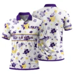 Lsu Tigers Polo Shirt Personalized Floral Pinstripe Purple White Best Selling