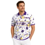 Lsu Tigers Polo Shirt Personalized Floral Pinstripe Purple White Best Selling