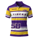 Lsu Tigers Polo Shirt Personalized Horizontal Blocks Purple Best Selling