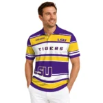 Lsu Tigers Polo Shirt Personalized Horizontal Blocks Purple Best Selling