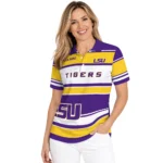 Lsu Tigers Polo Shirt Personalized Horizontal Blocks Purple Best Selling