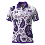 Lsu Tigers Polo Shirt Personalized Paisley Florals Purple White Best Selling