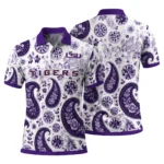 Lsu Tigers Polo Shirt Personalized Paisley Florals Purple White Best Selling