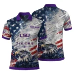 Lsu Tigers Polo Shirt Personalized Star Brushstrokes Purple Blue Best Selling