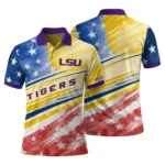 Lsu Tigers Polo Shirt Personalized Star Stripes Red Blue Best Selling
