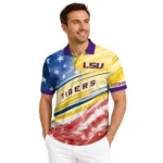 Lsu Tigers Polo Shirt Personalized Star Stripes Red Blue Best Selling