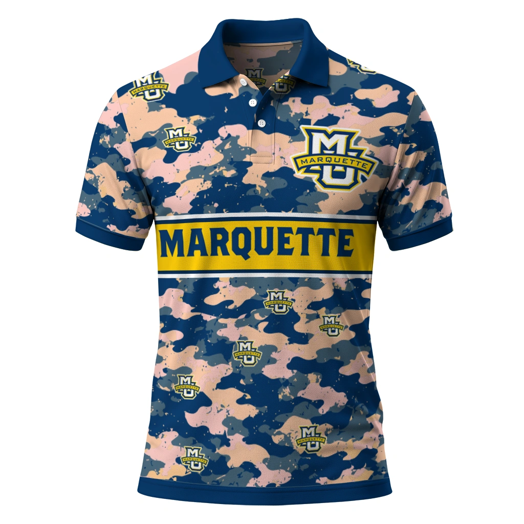 Marquette Golden Eagles Polo Shirt Personalized Camo Band Blue Best Selling Marquette Golden Eagles Polo Shirt Personalized Camo Band Blue Best Selling