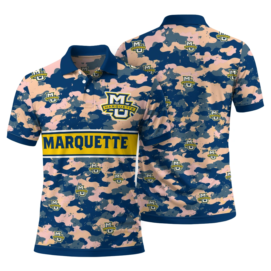 Marquette Golden Eagles Polo Shirt Personalized Camo Band Blue Fashion Forward Marquette Golden Eagles Polo Shirt Personalized Camo Band Blue Fashion Forward