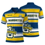 Marquette Golden Eagles Polo Shirt Personalized Horizontal Blocks Blue Best Selling