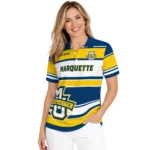Marquette Golden Eagles Polo Shirt Personalized Horizontal Blocks Blue Best Selling