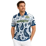 Marquette Golden Eagles Polo Shirt Personalized Paisley Florals Blue White Best Selling