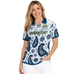 Marquette Golden Eagles Polo Shirt Personalized Paisley Florals Blue White Best Selling