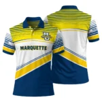 Marquette Golden Eagles Polo Shirt Personalized Slanted Stripes Blue White Best Selling