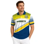 Marquette Golden Eagles Polo Shirt Personalized Slanted Stripes Blue White Best Selling