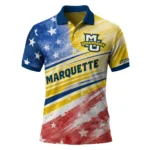 Marquette Golden Eagles Polo Shirt Personalized Star Stripes Red Blue Best Selling