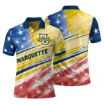 Marquette Golden Eagles Polo Shirt Personalized Star Stripes Red Blue Best Selling
