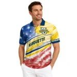 Marquette Golden Eagles Polo Shirt Personalized Star Stripes Red Blue Best Selling