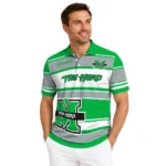 Marshall Thundering Herd Polo Shirt Custom Horizontal Blocks Green Best Selling