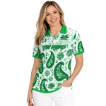 Marshall Thundering Herd Polo Shirt Custom Paisley Florals Green White Best Selling